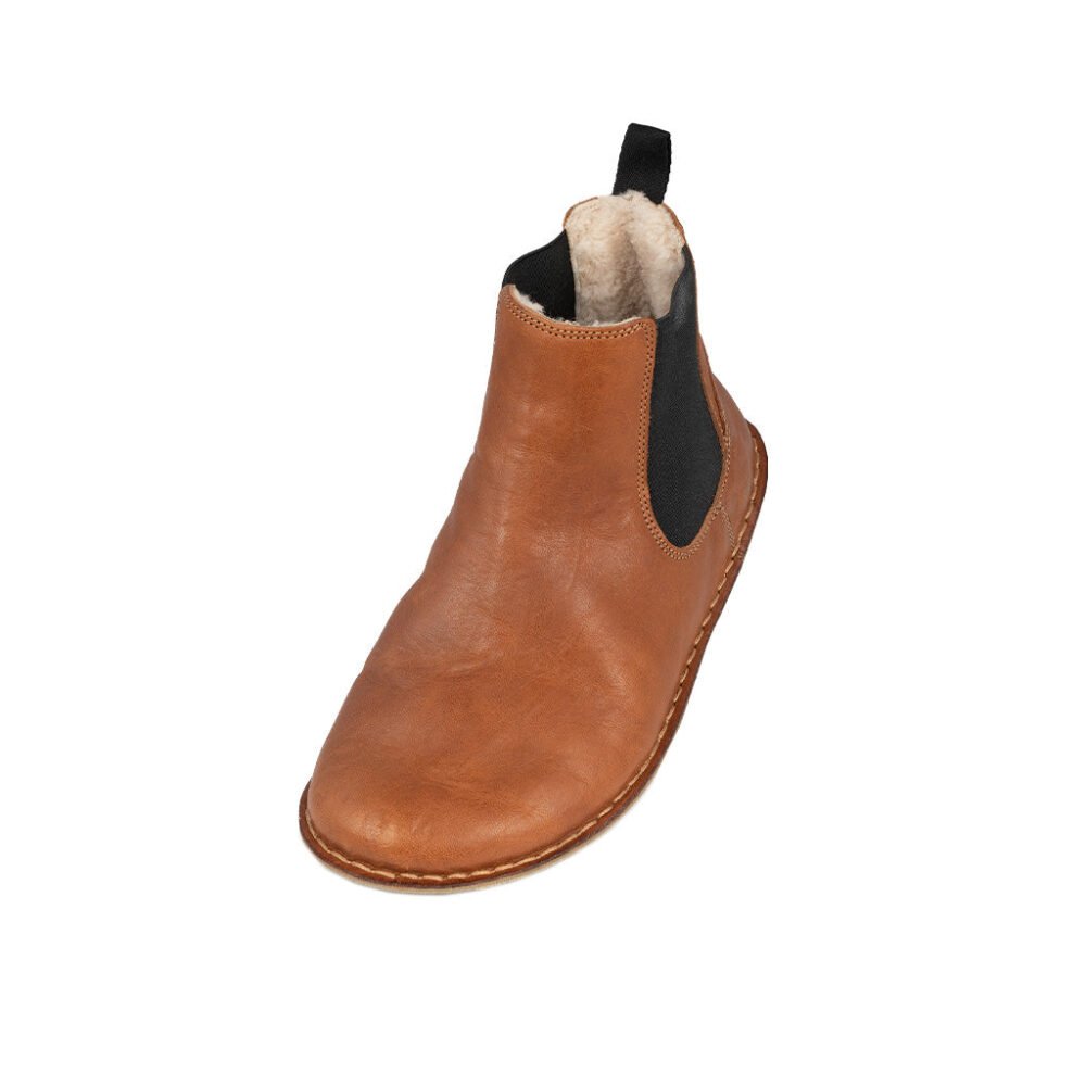 HELSINKI Leather Cognac Brown Shearling - Image 2