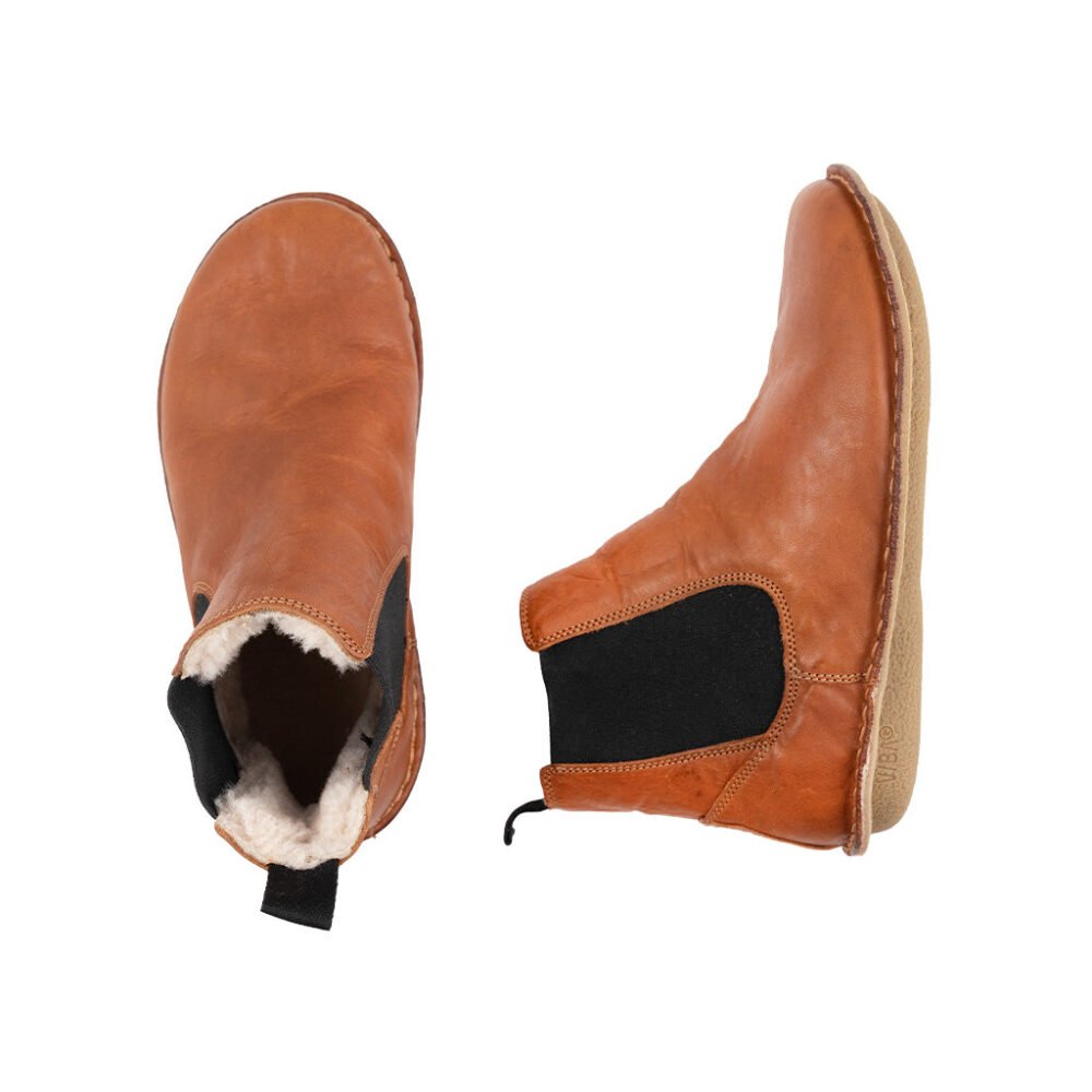 HELSINKI Leather Cognac Brown Shearling - Image 8